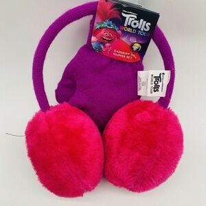 Dream Works Trolls World Tour Girls Red and Pink Earmuff and Gloves Set‎ NEW